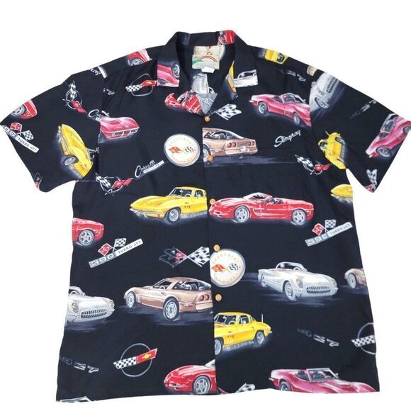 Paradise Found Shirt Chevy Cars Mens Size Large Made in Hawaii Corvette Stingray - Picture 8 of 12